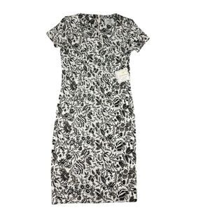 Yellowberry by MikaRose Dress Women's Medium Black White Floral Midi Career NWT